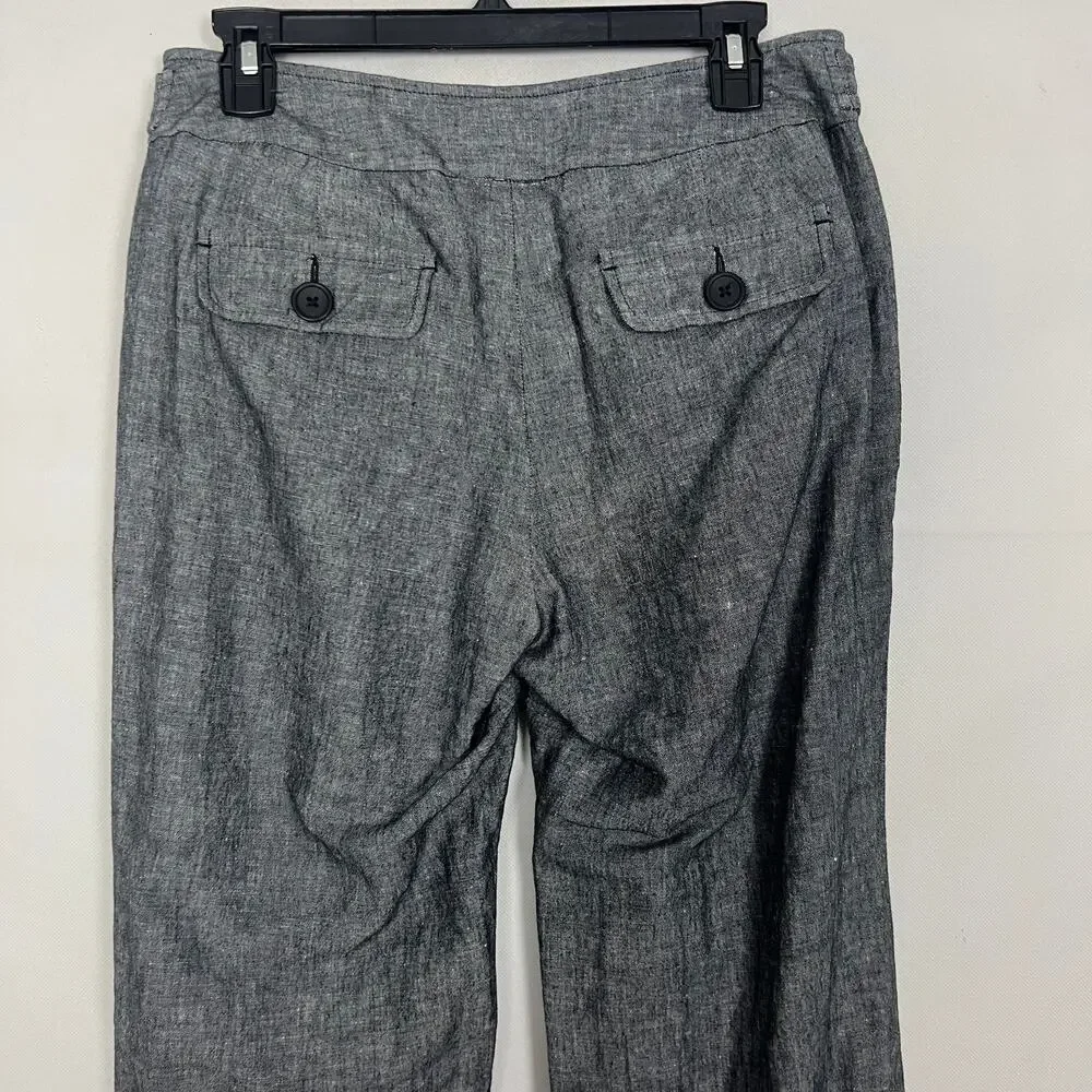 Banana Republic Womens Pants 8 Jackson Fit Linen Cotton Wide Leg Coastal Preppy